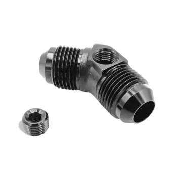 OBP AN / JIC Male Equal Adaptor 45 Degree – 1-8 NPT Port - Black 02