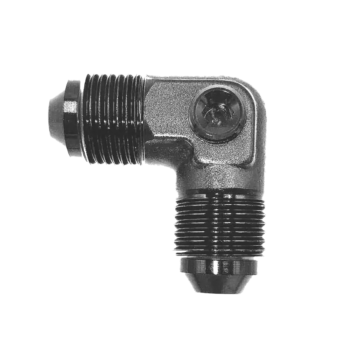 OBP AN / JIC Male Equal Adaptor 90 Degree - 1-8 NPT Port - Black 02