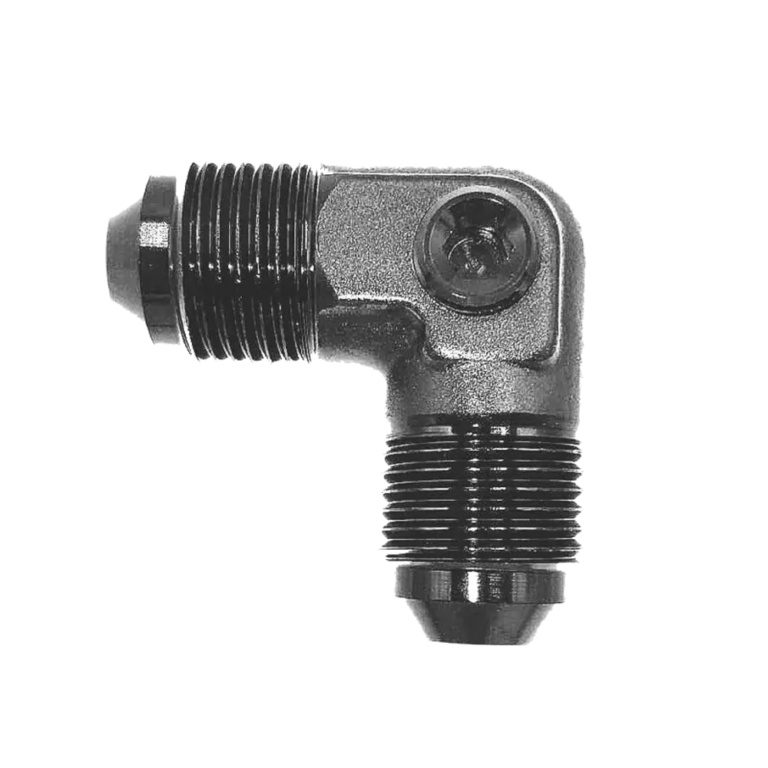 OBP AN / JIC Male Equal Adaptor 90 Degree - 1-8 NPT Port - Black 02