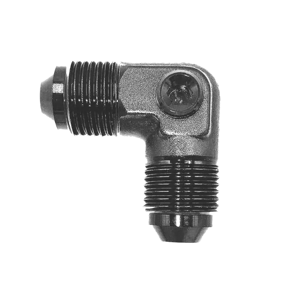 OBP AN / JIC Male Equal Adaptor 90 Degree - 1-8 NPT Port - Black 02