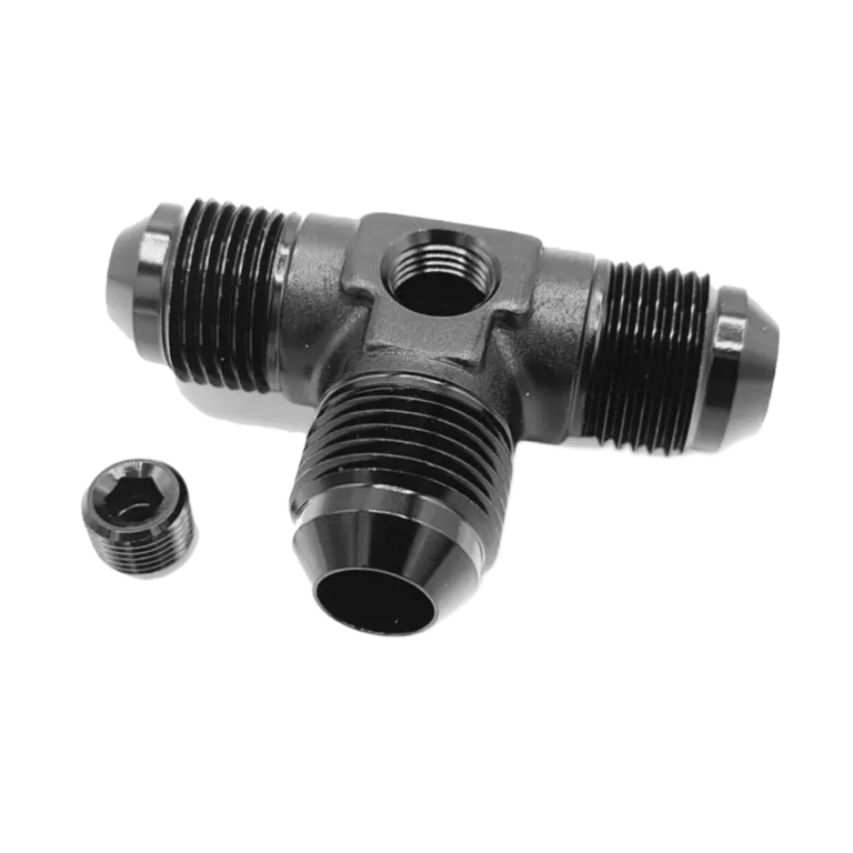 OBP AN / JIC Male Equal TEE – 1-8 NPT Port - Black 04
