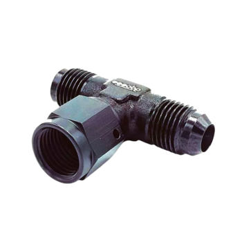 OBP AN / JIC Standard Tee Equal Adaptor - Swivel on Side - Black Anodised Aluminium - 02