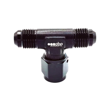 OBP AN / JIC Standard Tee Equal Adaptor - Swivel on Side - Black Anodised Aluminium