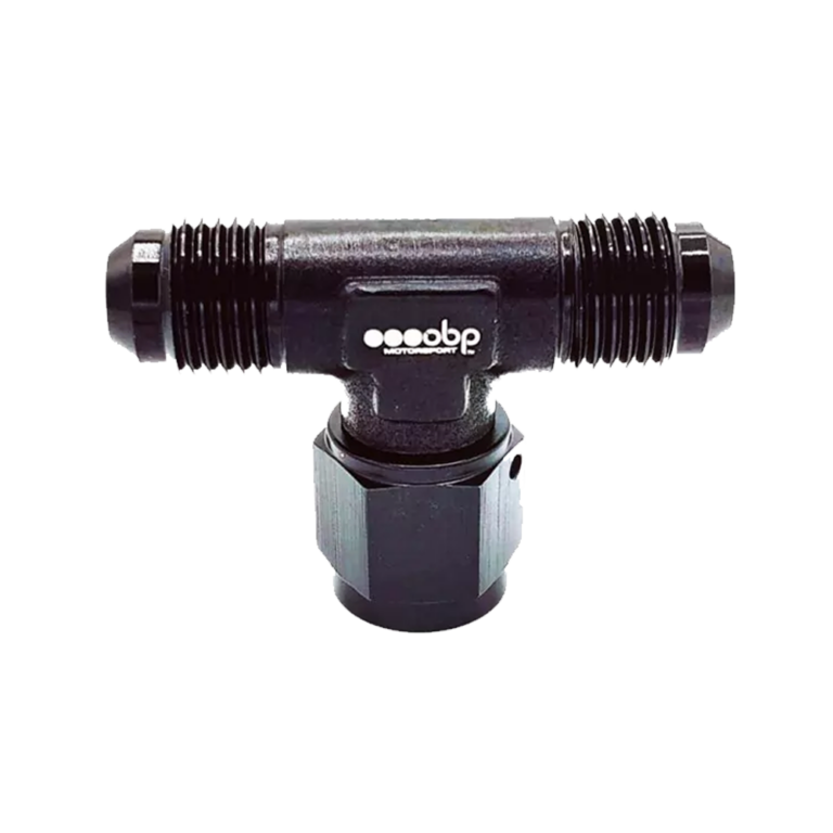 OBP AN / JIC Standard Tee Equal Adaptor - Swivel on Side - Black Anodised Aluminium