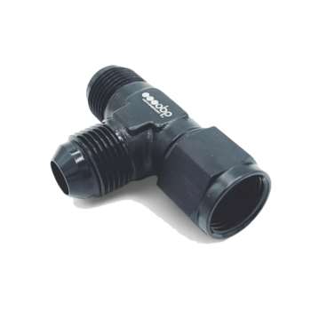 OBP AN / JIC Standard Tee Equal Adaptor - Swivel on the Run - Black Anodised Aluminium - 02