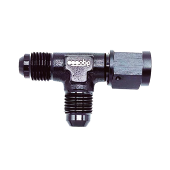 OBP AN / JIC Standard Tee Equal Adaptor - Swivel on the Run - Black Anodised Aluminium