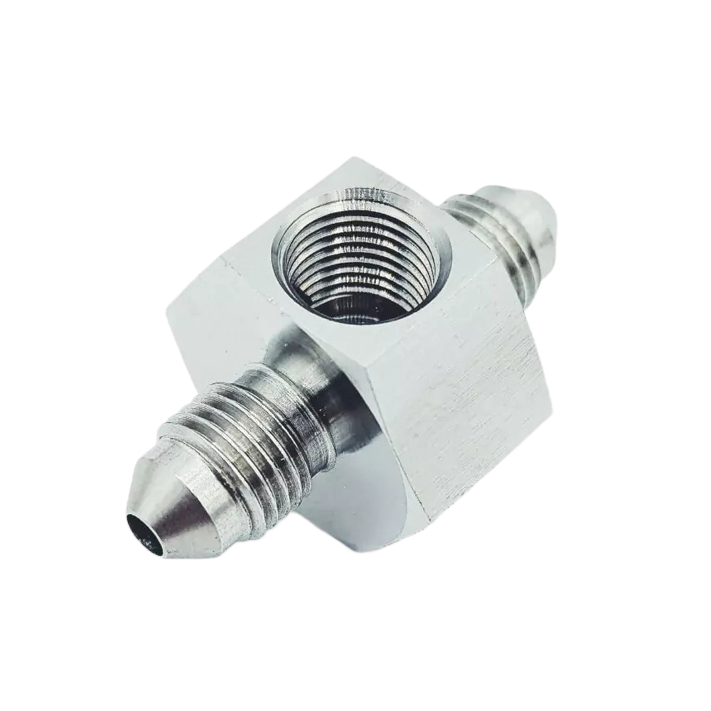 OBP-BPS-02 - 3 8 UNF Male 1 8 NPT Female Tee Adapter – Stainless Steel