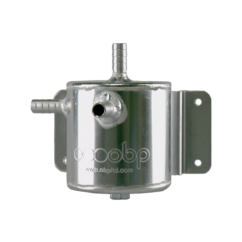 0.5 Litre Bulkhead Mount Baffled Oil Catch Tank (Round) - Silver
