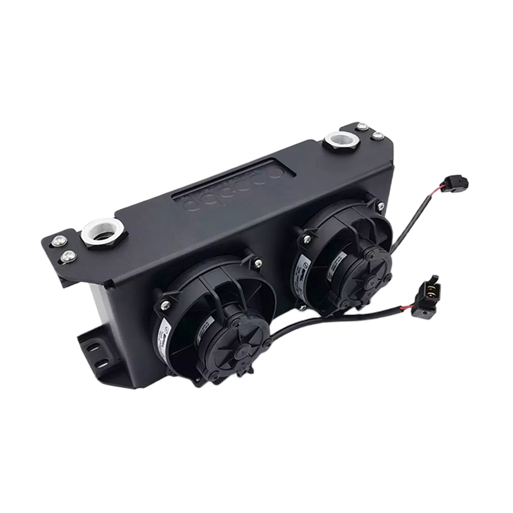 OBP 19 Row Cooler Bracket for Double SPAL Fans - Double - Black