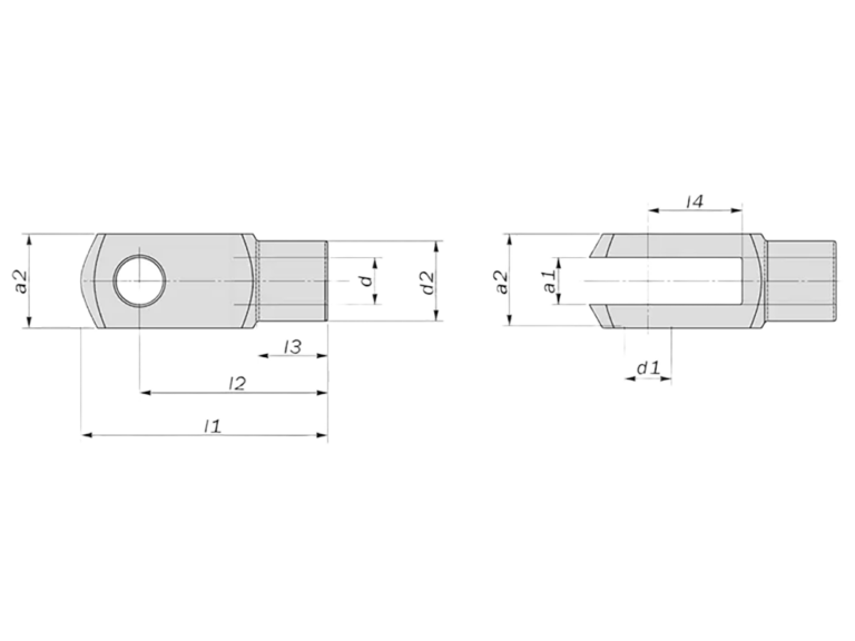 OBP 5/16 UNF Thread Fork Clevis - Dimension Diagram