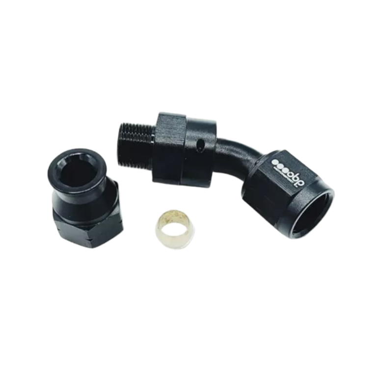 OBP AN6 Female Hardline 45 Degree Hose End Connector - Black 02