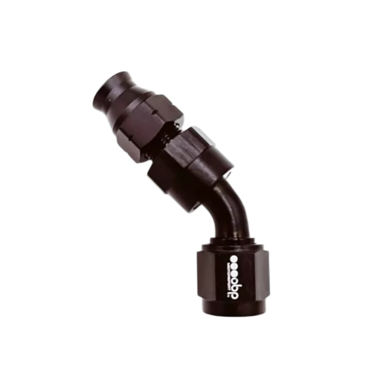 OBP AN6 Female Hardline 45 Degree Hose End Connector - Black