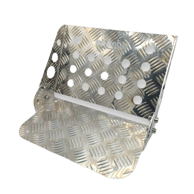 OBP Adjustable Rally Co-Driver - Navigator Alloy Foot Rest - Silver