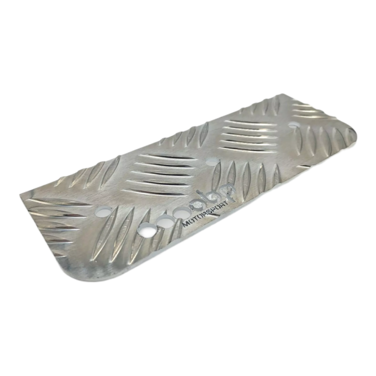 OBP Alloy Drivers Clutch Flat Foot Rest - 3mm Aluminium Chequer Plate - Silver