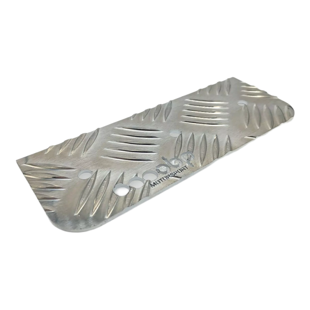 OBP Alloy Drivers Clutch Flat Foot Rest - 3mm Aluminium Chequer Plate - Silver