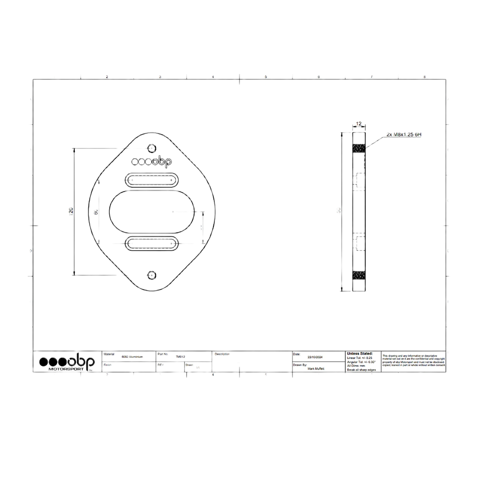 OBP Alloy Spherical Bearing Suspension Top Mounts - Diagram