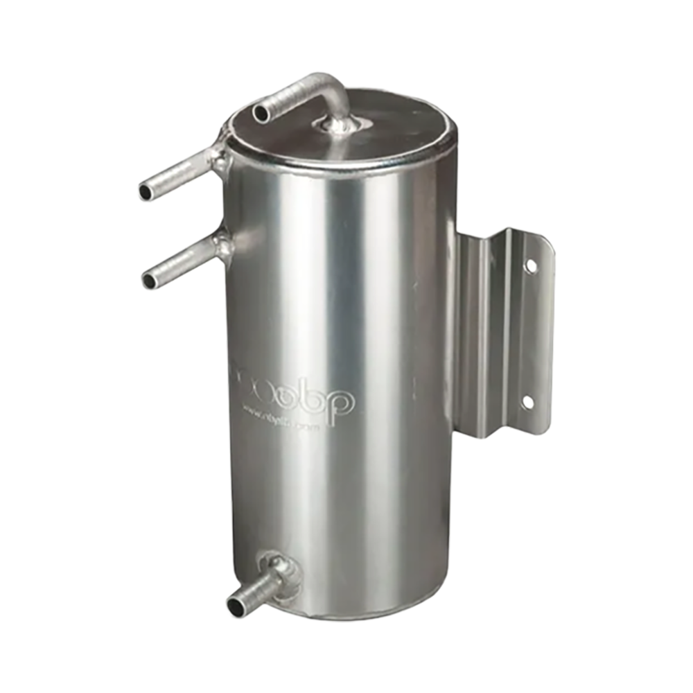 OBP Aluminium Lightweight 1.5 Litre Fuel Swirl Pot - Bulkhead Mounted - Push On Fittings - Silver OBPA028