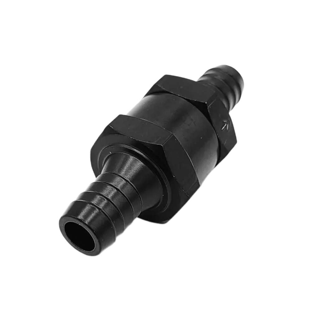 OBP Lightweight One-Way Check Valve – 10mm Barb Fittings - Black 02