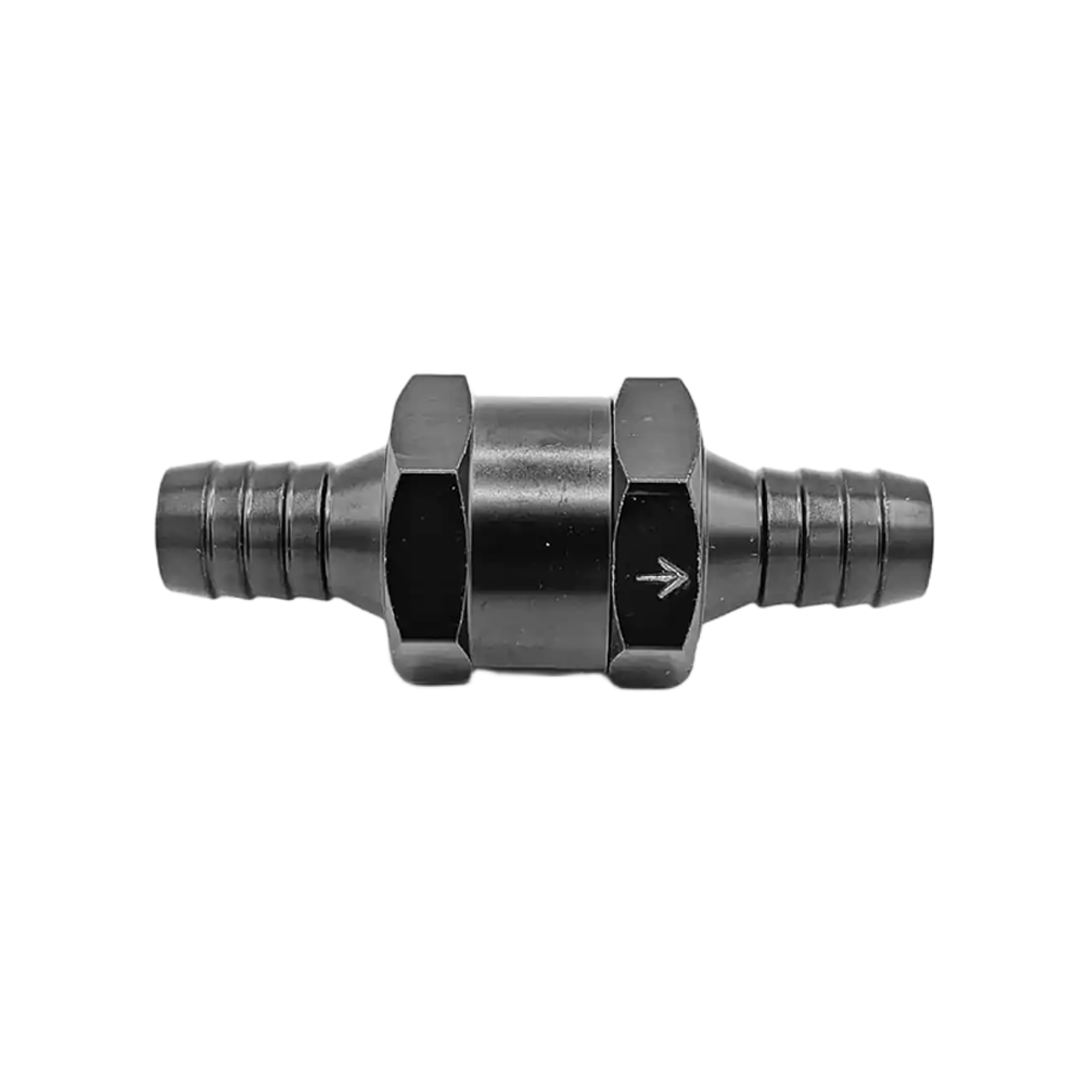 OBP Lightweight One-Way Check Valve – 10mm Barb Fittings - Black