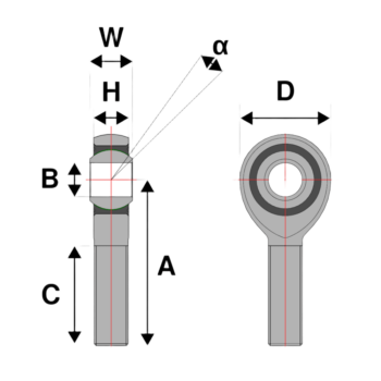 OBP Metric Left and Right Hand – Thread Rose Joints - Diagram