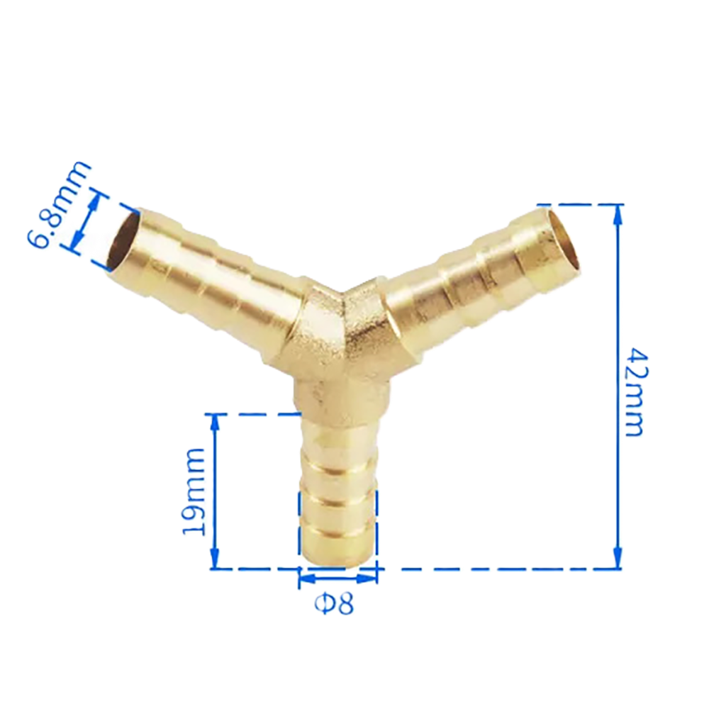 OBP-OEC-13 - OBP Brass Coupling 8mm OD Y-Piece Connector 02