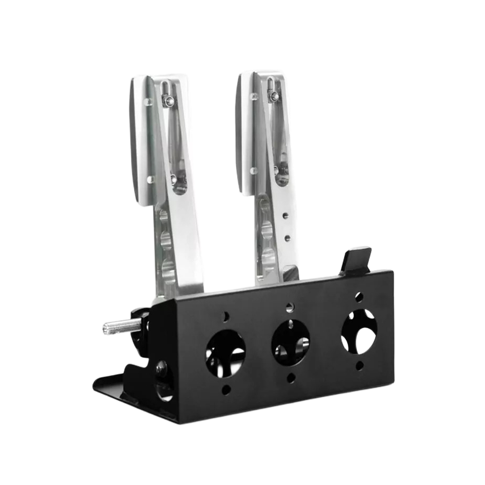 OBP Pro-Race V2 Floor Mounted Bulkhead Fit 2 Pedal System (Brake & Clutch) - Silver 02