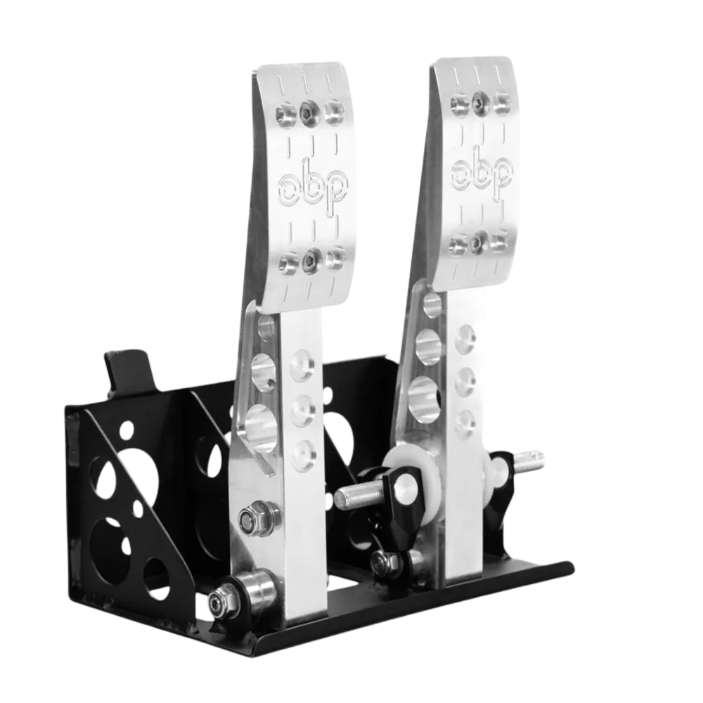 OBP Pro-Race V2 Floor Mounted Bulkhead Fit 2 Pedal System (Brake & Clutch) - Silver