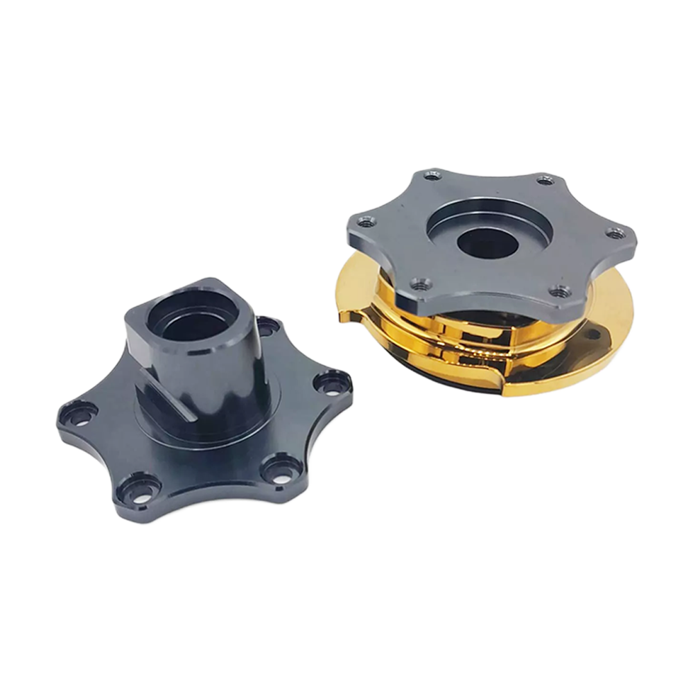 OBP Steering Wheel Quick Release Hub with D Lock System - Black - Gold 02