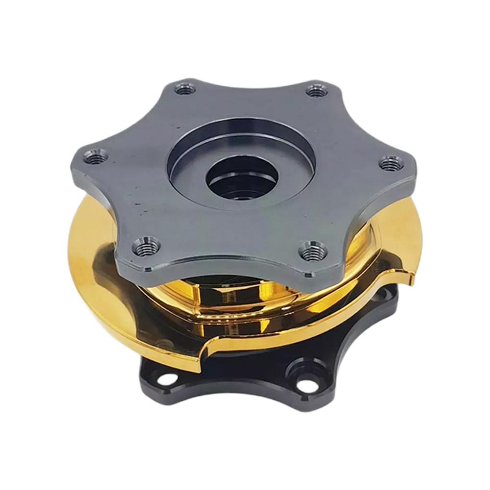 OBP Steering Wheel Quick Release Hub with D Lock System - Black - Gold