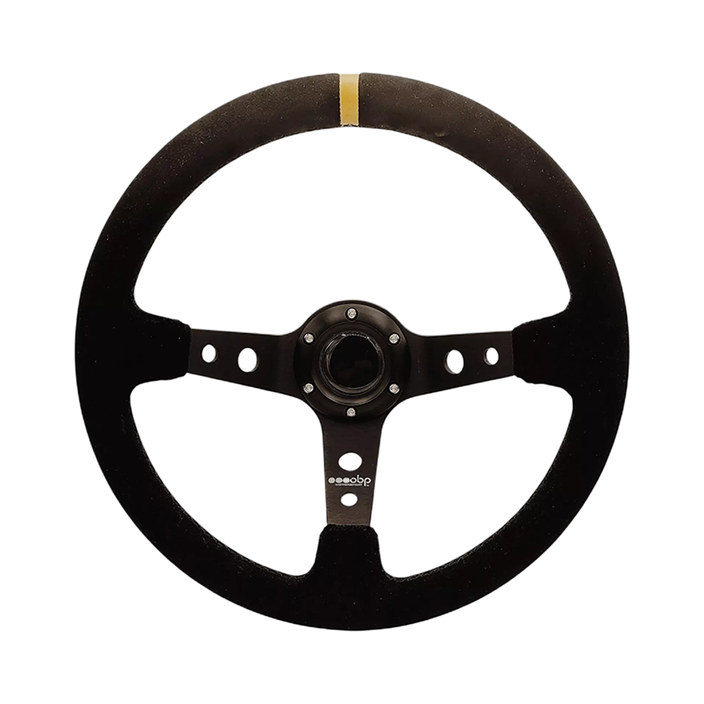OBP Steering Wheel Suede Trimmed 90mm Dish - 350mm Diameter