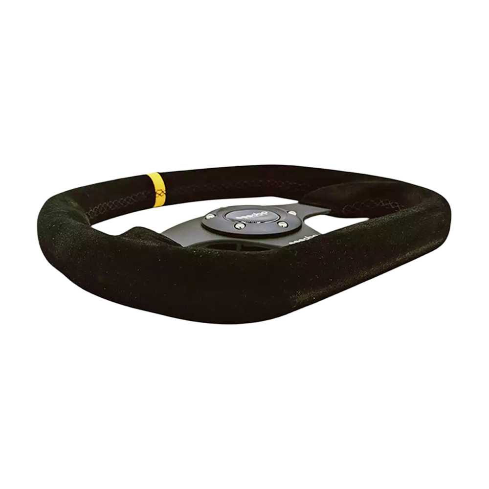 OBP Steering Wheel Suede Trimmed Flat Bottom - Black Suede 03