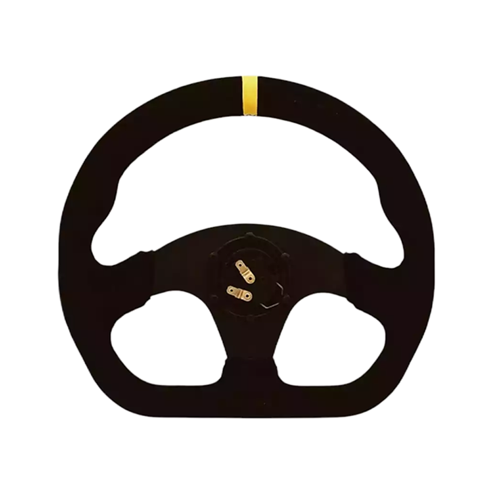 OBP Steering Wheel Suede Trimmed Flat Bottom - Black Suede