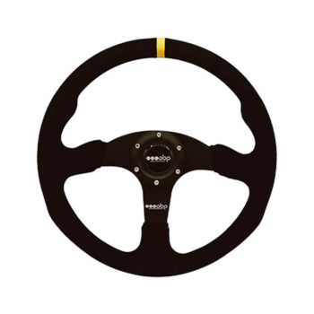 OBP Steering Wheel Suede Trimmed Flat Dish - 350mm Diameter