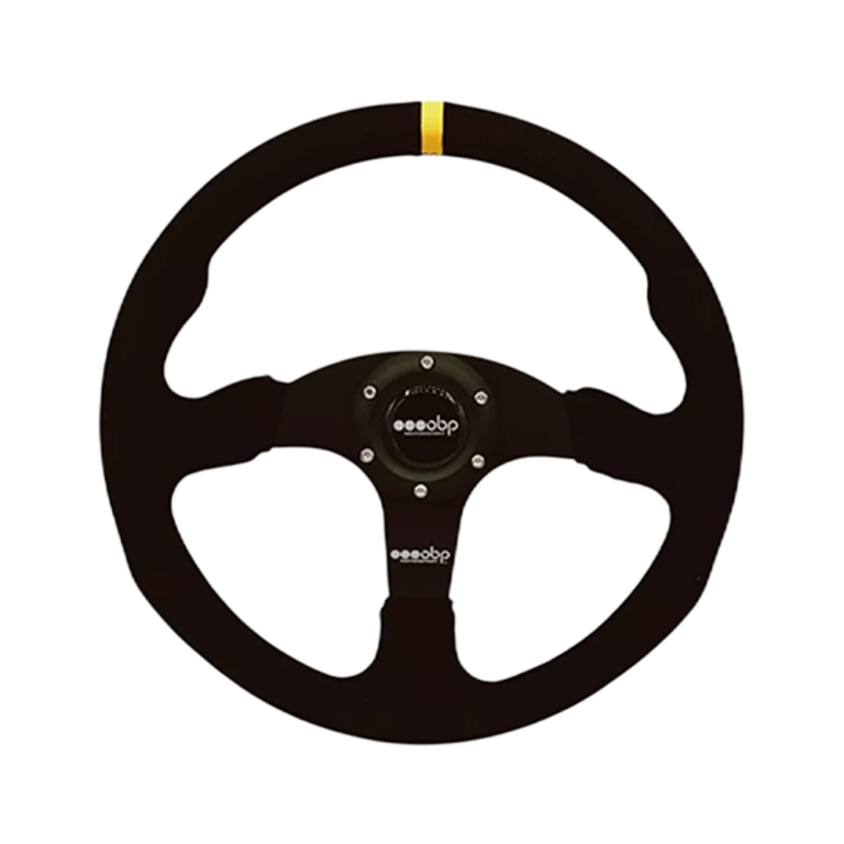 OBP Steering Wheel Suede Trimmed Flat Dish - 350mm Diameter