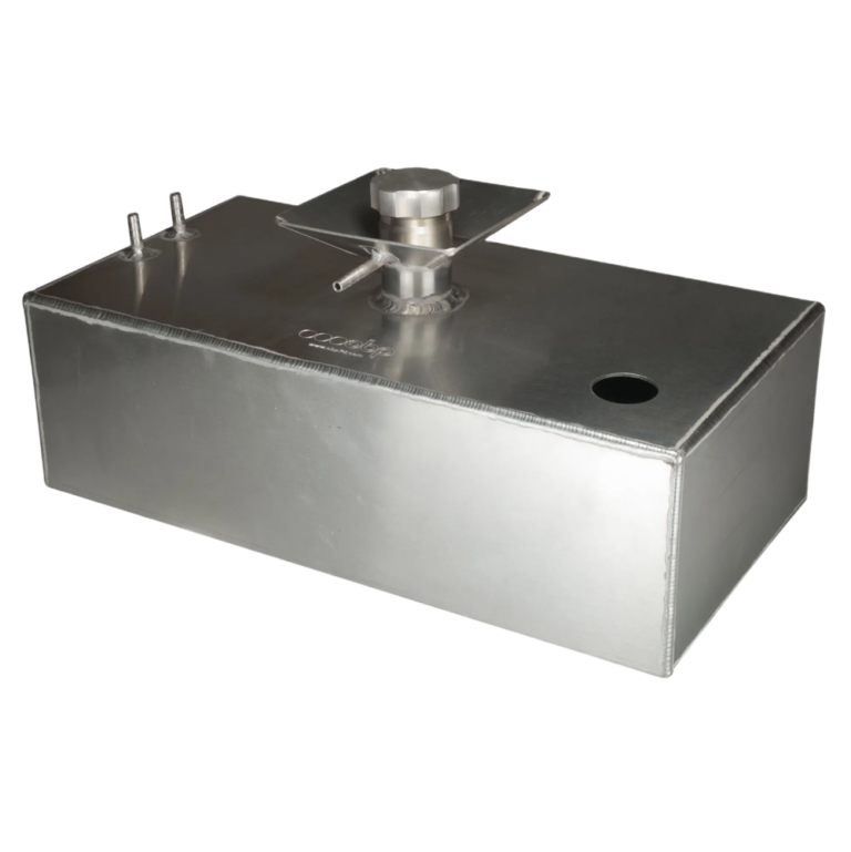 OBP Universal Aluminium Baffled Fuel Tank - Push On Fittings with Splash Bowl and Sender Hole